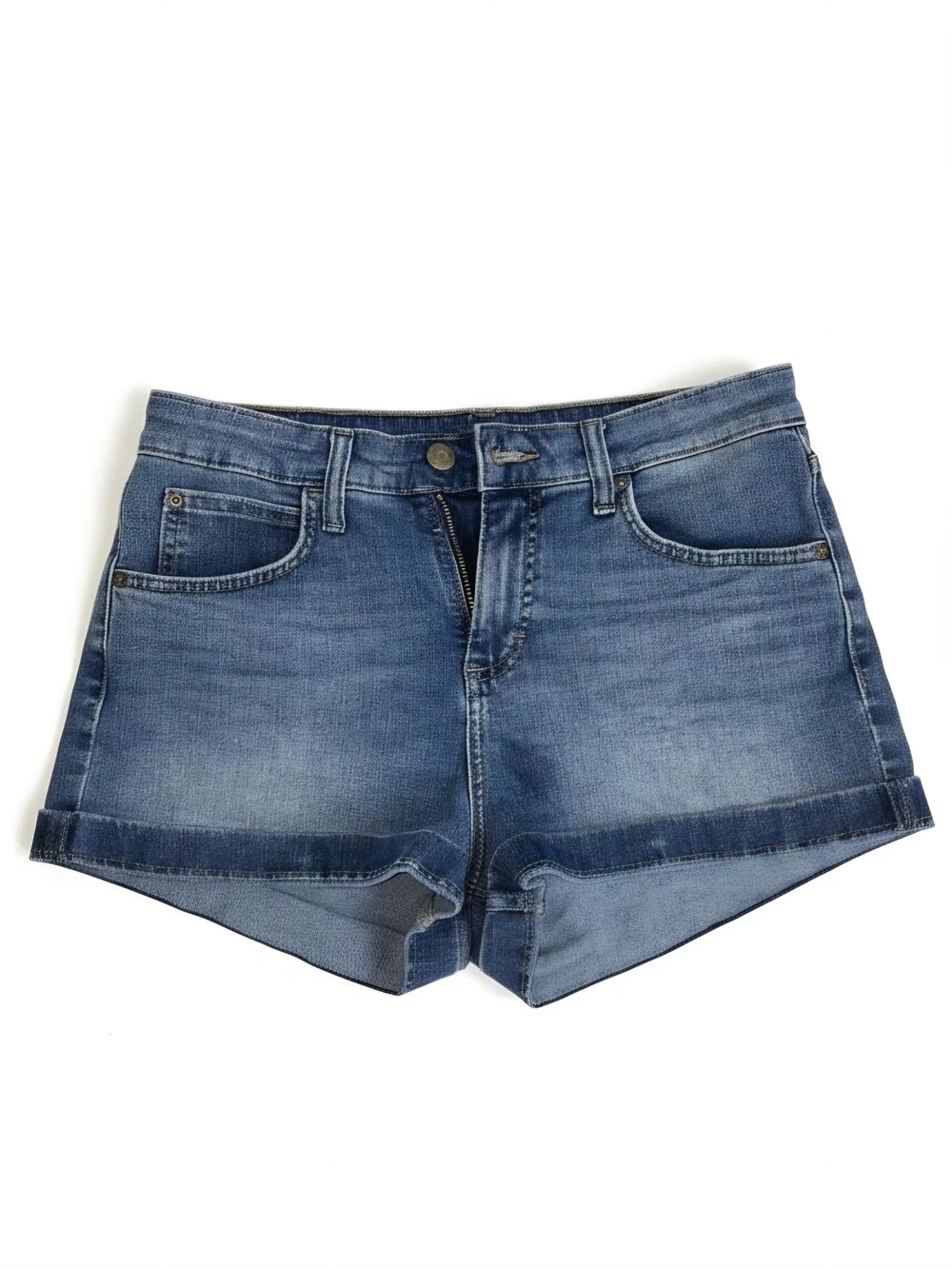 Lee Dark Blue Roll-Cuff Denim Shorts